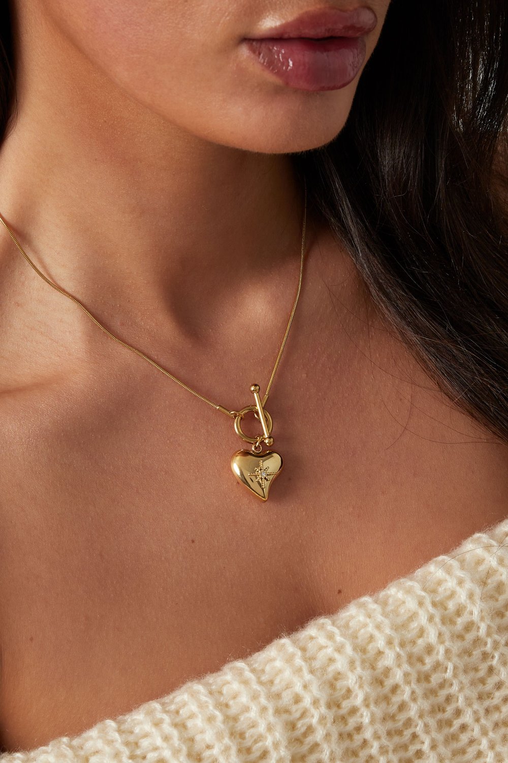 lock necklace with big heart pendant h5Picture3